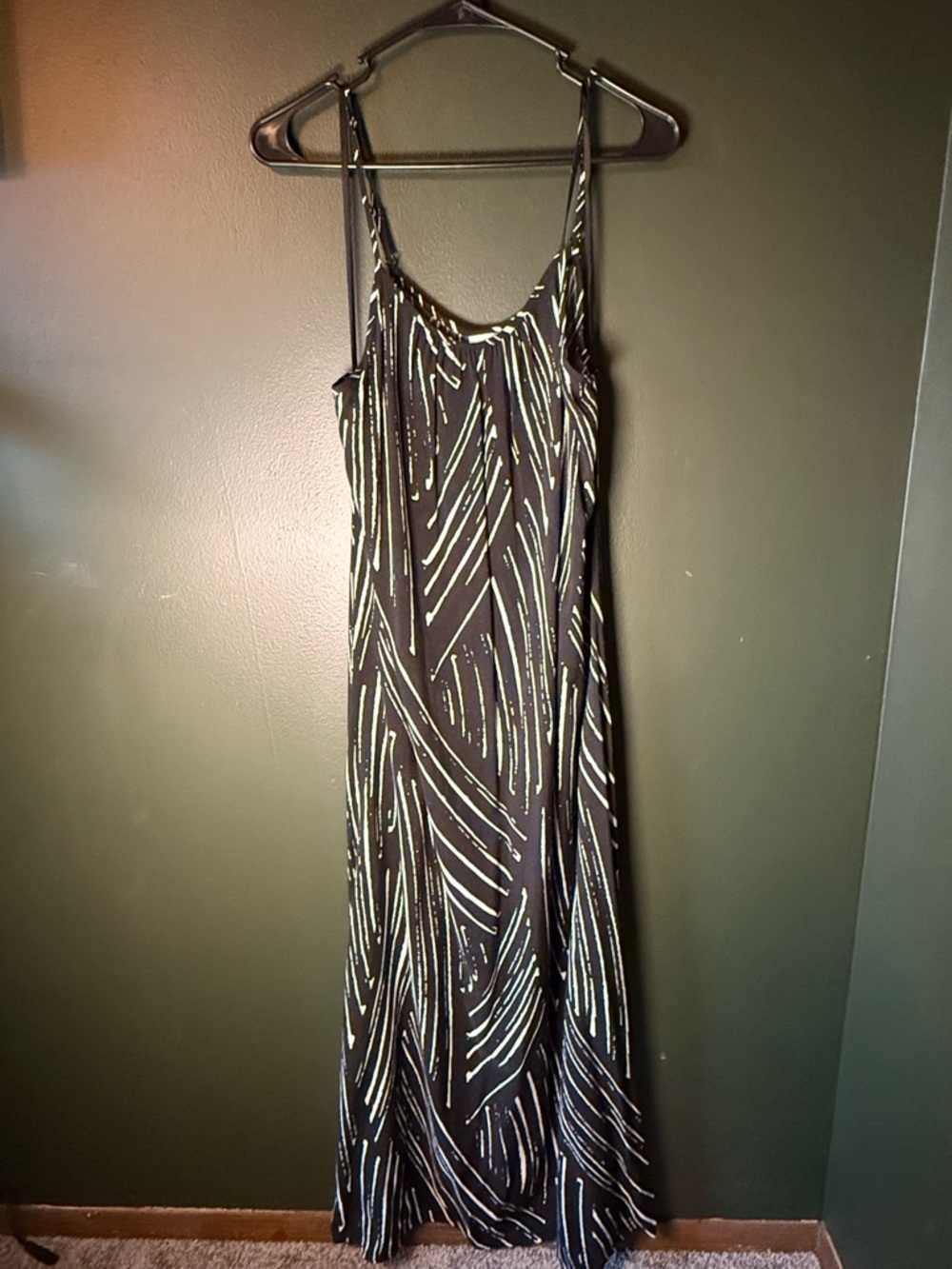 Merona Black Maxi Dress with White Abstract Stripes